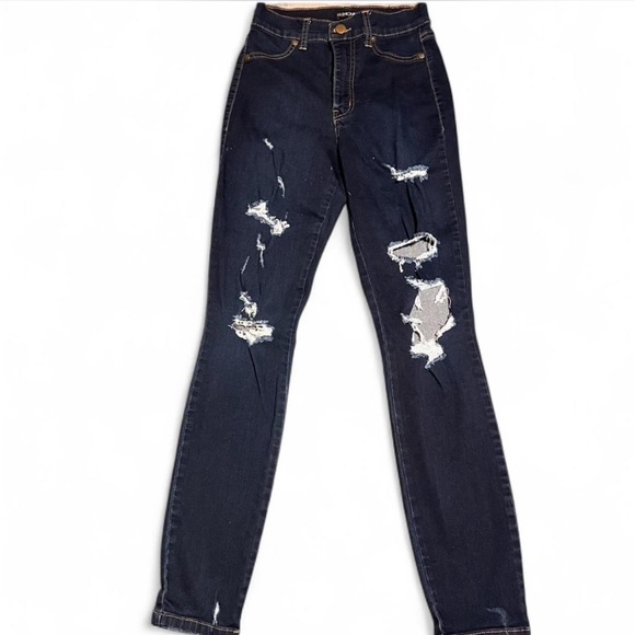 Fashion Nova Denim - Fashion Nova Dark Blue Distressed Skinny Jeans Size 5